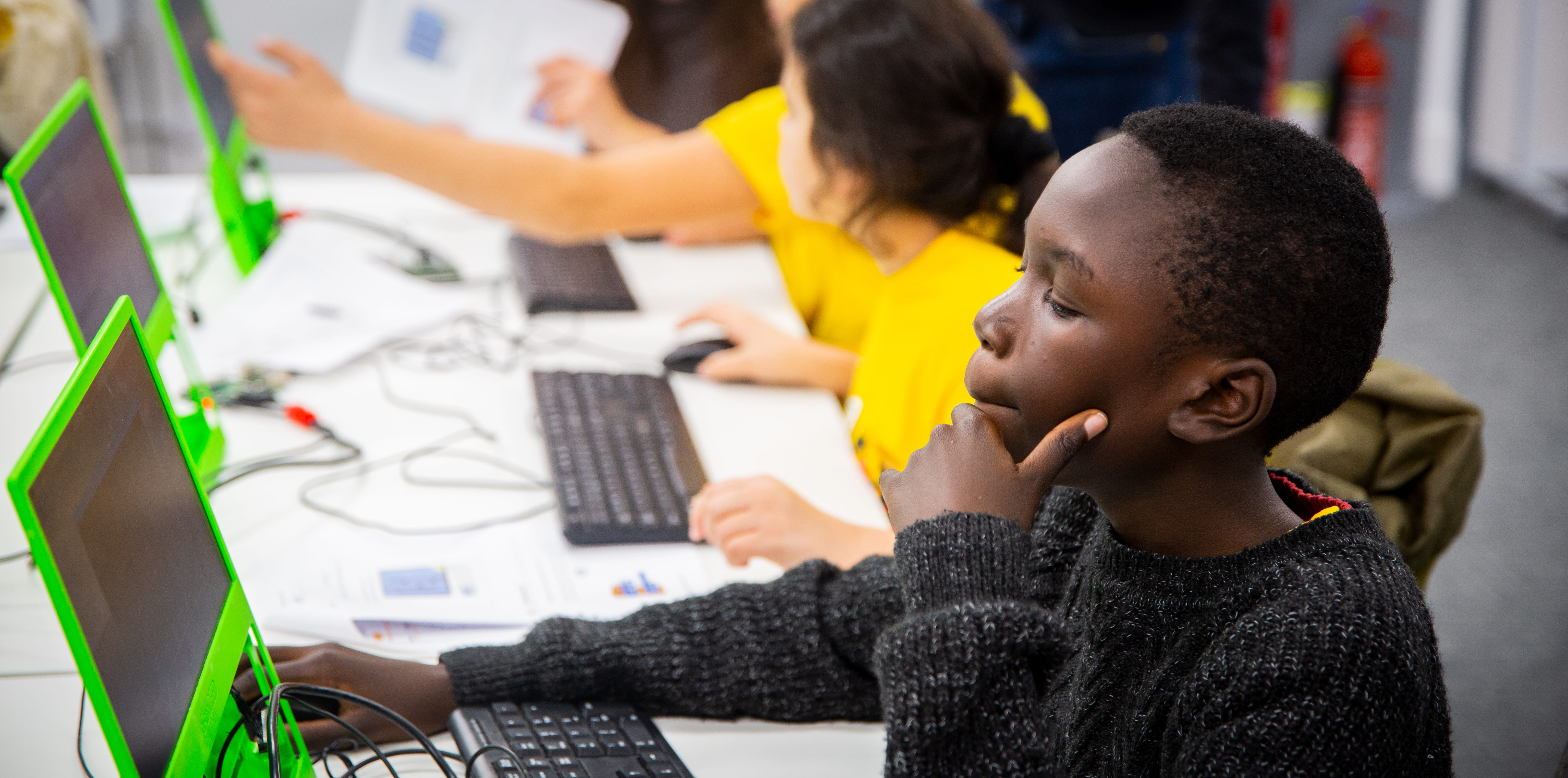 Students learning with their computers