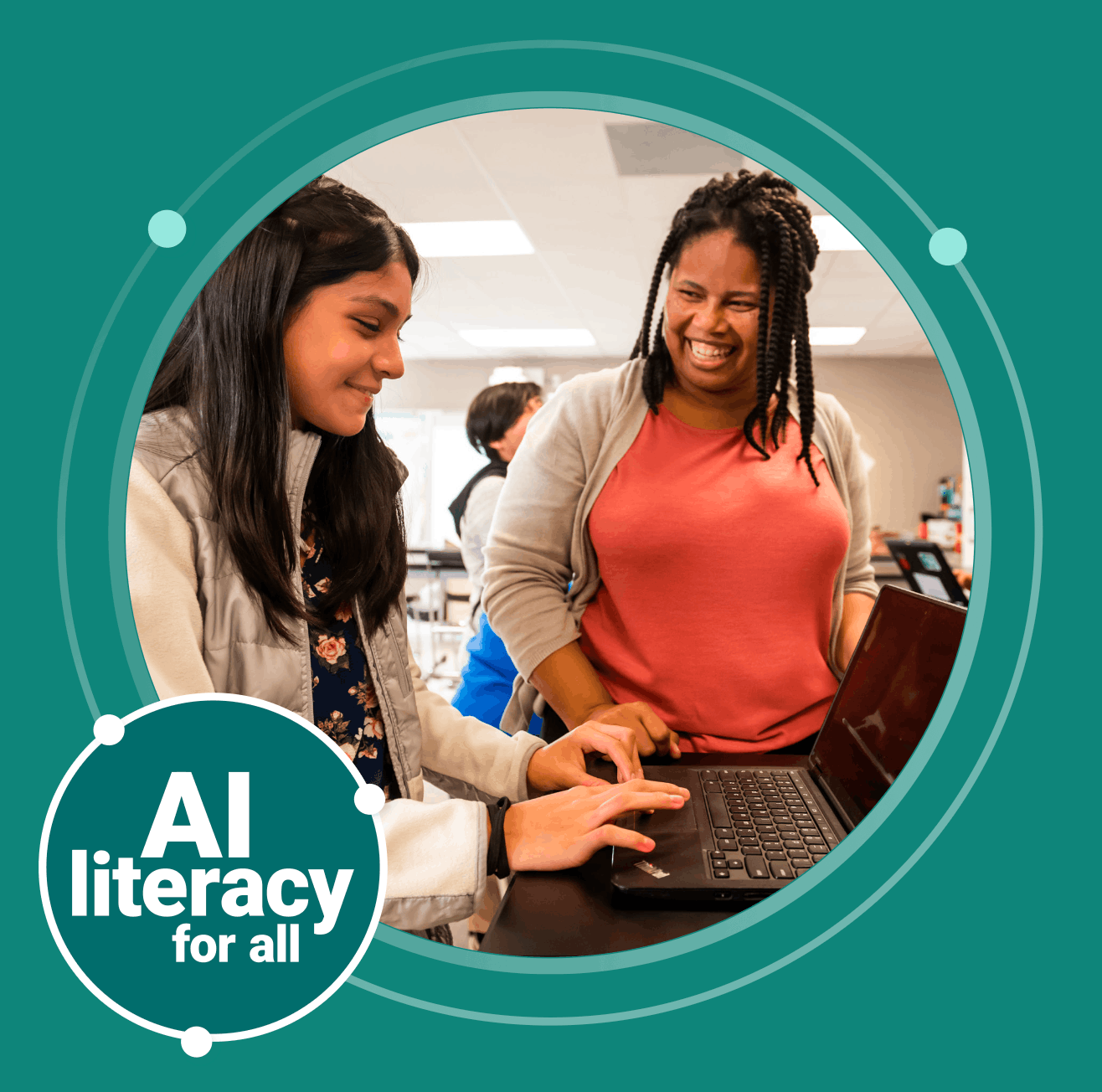 Young student learning with an educator